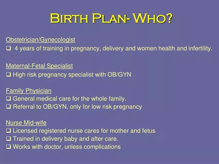 birth plan who