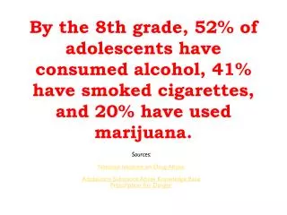 Alcohol kills 6.5 times more youth than all other illicit drugs combined.