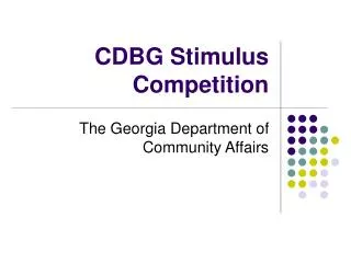 CDBG Stimulus Competition