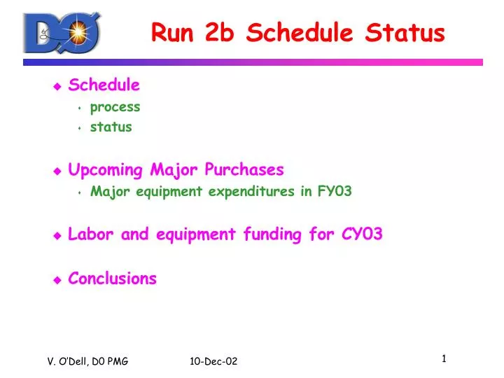 run 2b schedule status