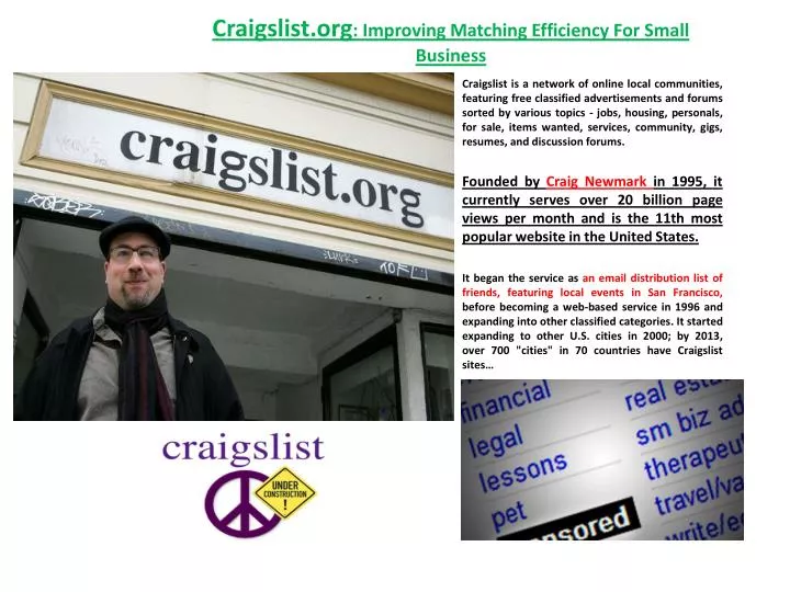 craigslist org improving matching efficiency for small business