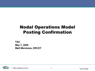 Nodal Operations Model Posting Confirmation