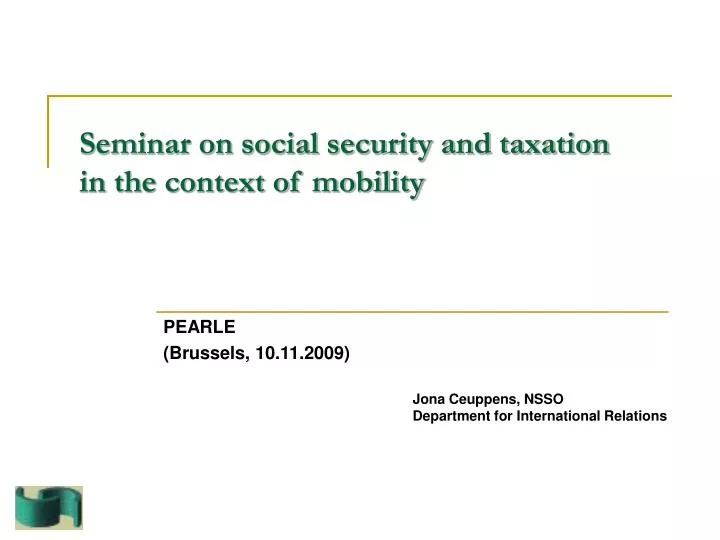 seminar on social security and taxation in the context of mobility