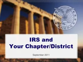 IRS and Your Chapter/District