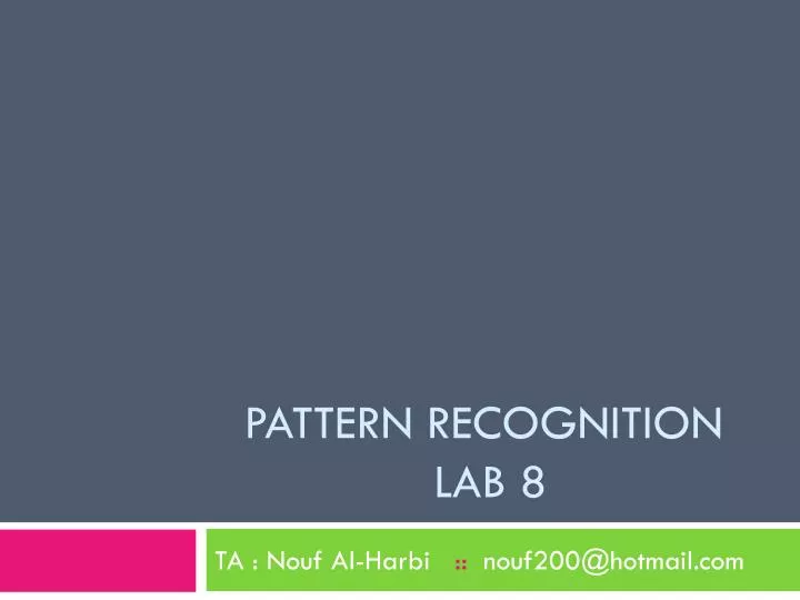 pattern recognition lab 8