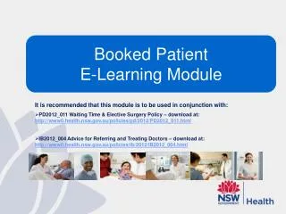 Booked Patient E-Learning Module