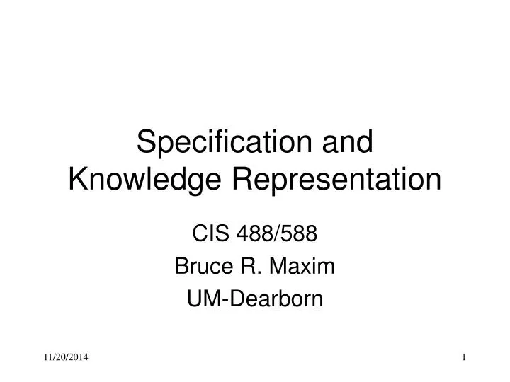 specification and knowledge representation