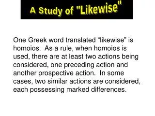 A Study of &quot;Likewise&quot;