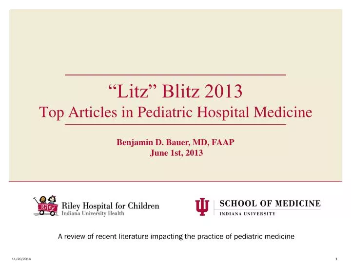 litz blitz 2013 top articles in pediatric hospital medicine