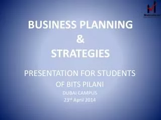 BUSINESS PLANNING &amp; STRATEGIES