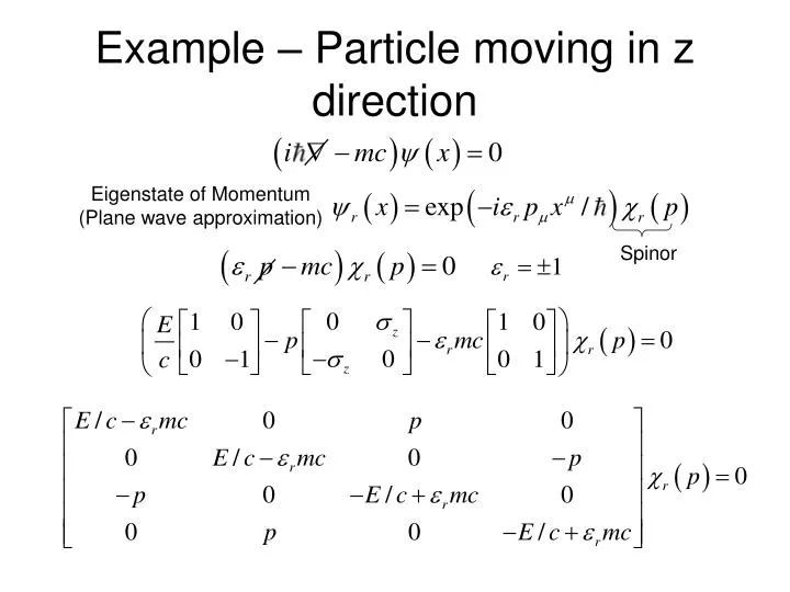 example particle moving in z direction