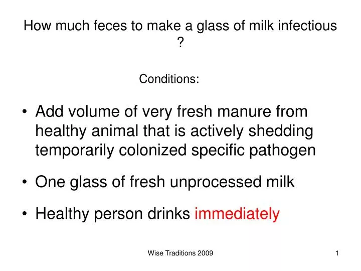 how much feces to make a glass of milk infectious