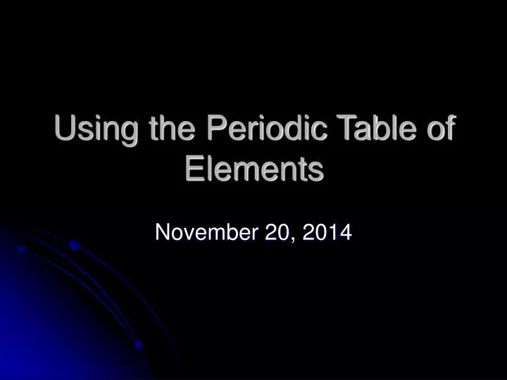 using the periodic table of elements