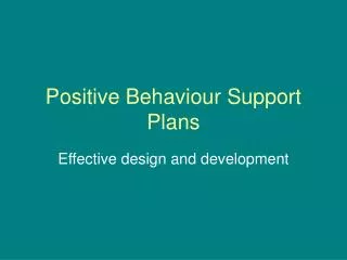 Positive Behaviour Support Plans
