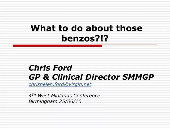 what to do about those benzos
