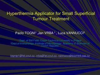 Hyperthermia Applicator for Small Super?cial Tumour Treatment