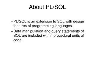 About PL/SQL