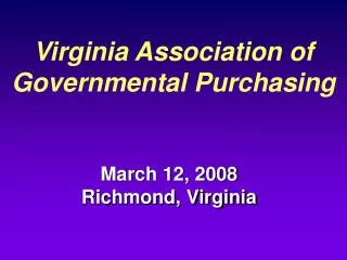 Virginia Association of Governmental Purchasing