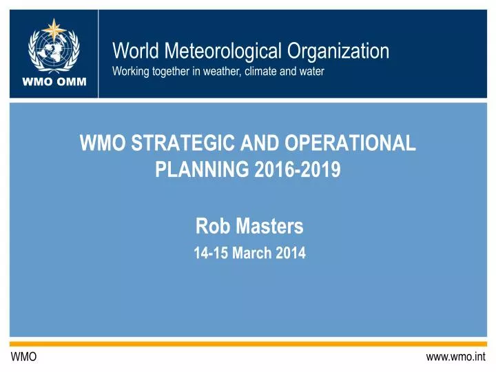wmo strategic and operational planning 2016 2019
