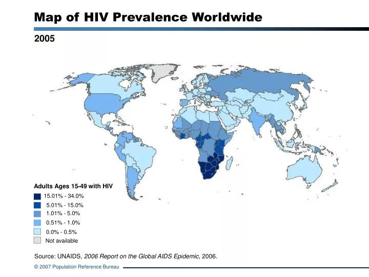 map of hiv prevalence worldwide