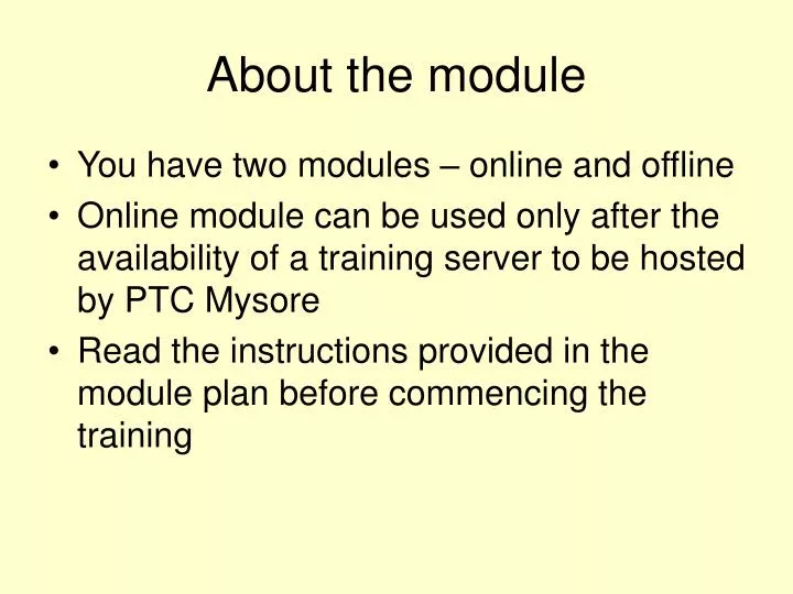 about the module