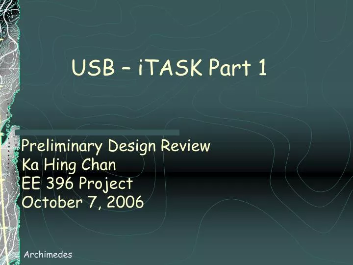 preliminary design review ka hing chan ee 396 project october 7 2006