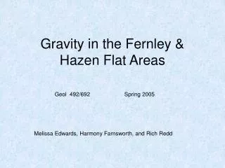 Gravity in the Fernley &amp; Hazen Flat Areas