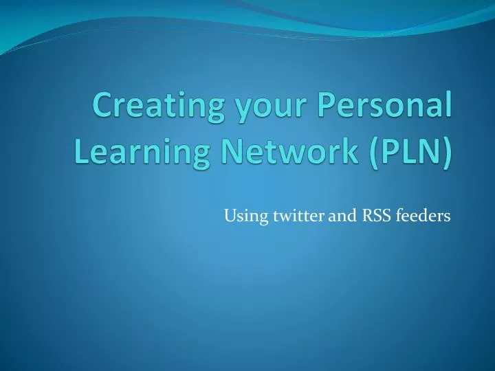 creating your personal learning network pln