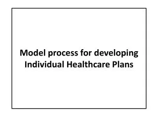 Model process for developing Individual H ealthcare Plans