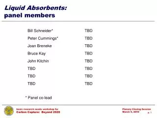 Liquid Absorbents: panel members