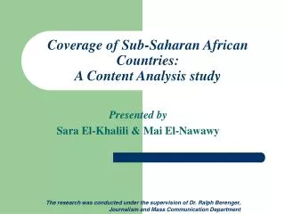 Coverage of Sub-Saharan African Countries: A Content Analysis study