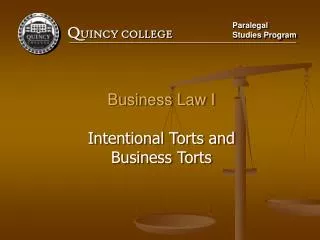 Business Law I Intentional Torts and Business Torts