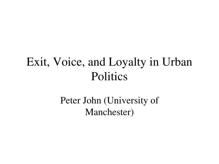exit voice and loyalty in urban politics