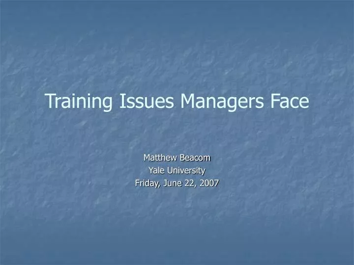 training issues managers face