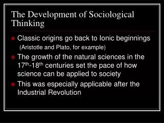 The Development of Sociological Thinking
