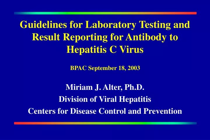guidelines for laboratory testing and result reporting for antibody to hepatitis c virus