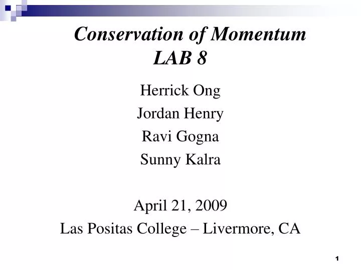 conservation of momentum lab 8