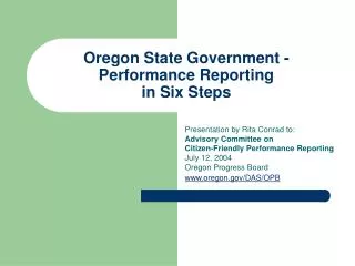 Oregon State Government - Performance Reporting in Six Steps