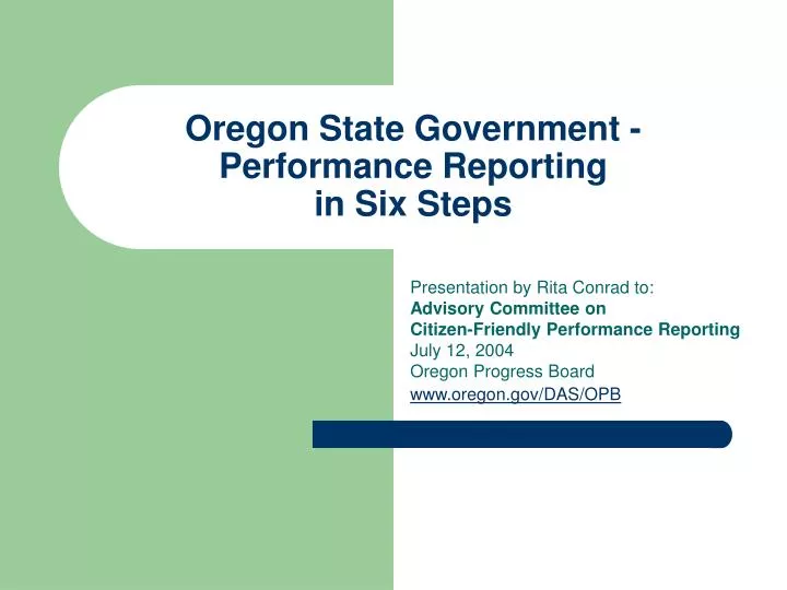 oregon state government performance reporting in six steps