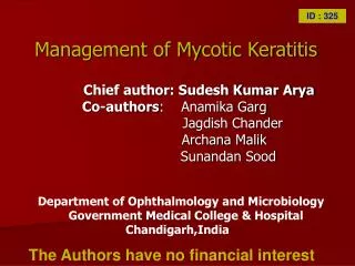 Management of Mycotic Keratitis