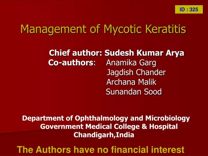 management of mycotic keratitis