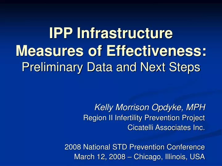 ipp infrastructure measures of effectiveness preliminary data and next steps