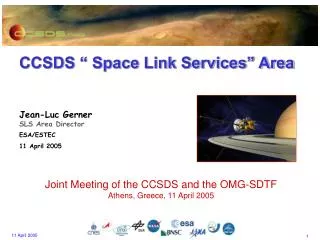 CCSDS “ Space Link Services” Area