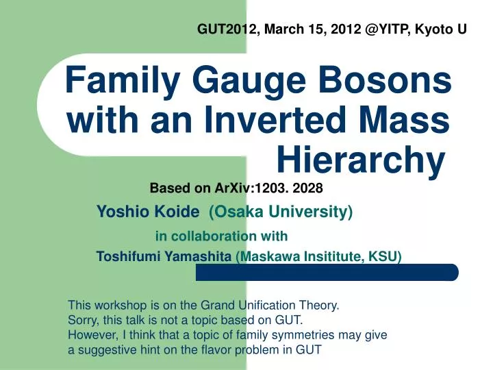 family gauge bosons with an inverted mass hierarchy