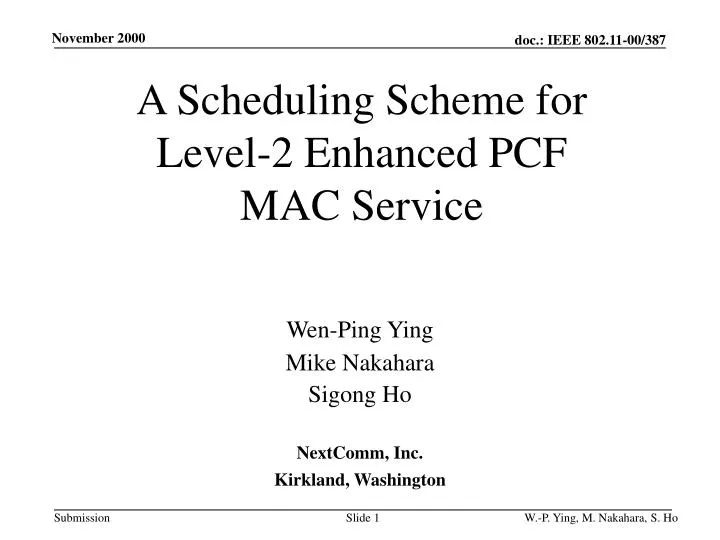 a scheduling scheme for level 2 enhanced pcf mac service