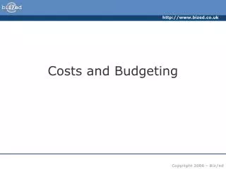 Costs and Budgeting