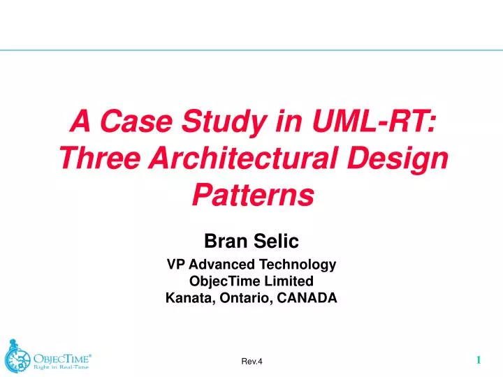 a case study in uml rt three architectural design patterns