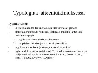 typologiaa taiteentutkimuksessa