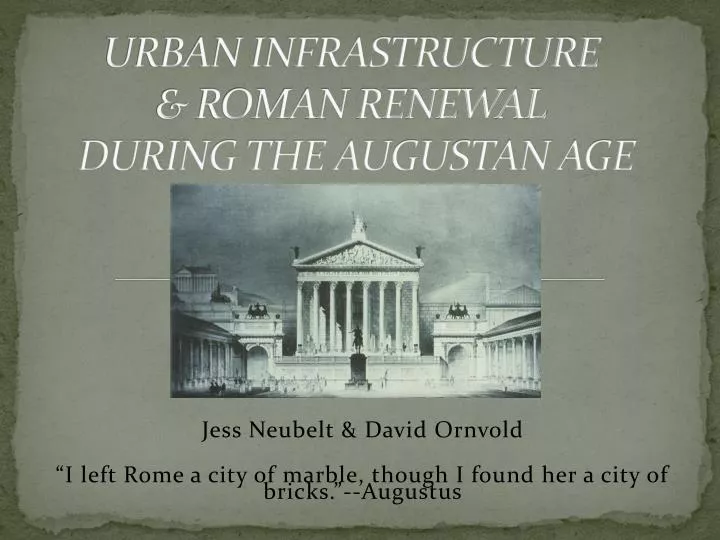 urban infrastructure roman renewal during the augustan age