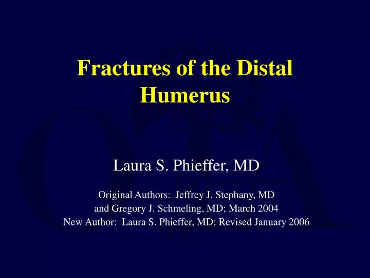 fractures of the distal humerus